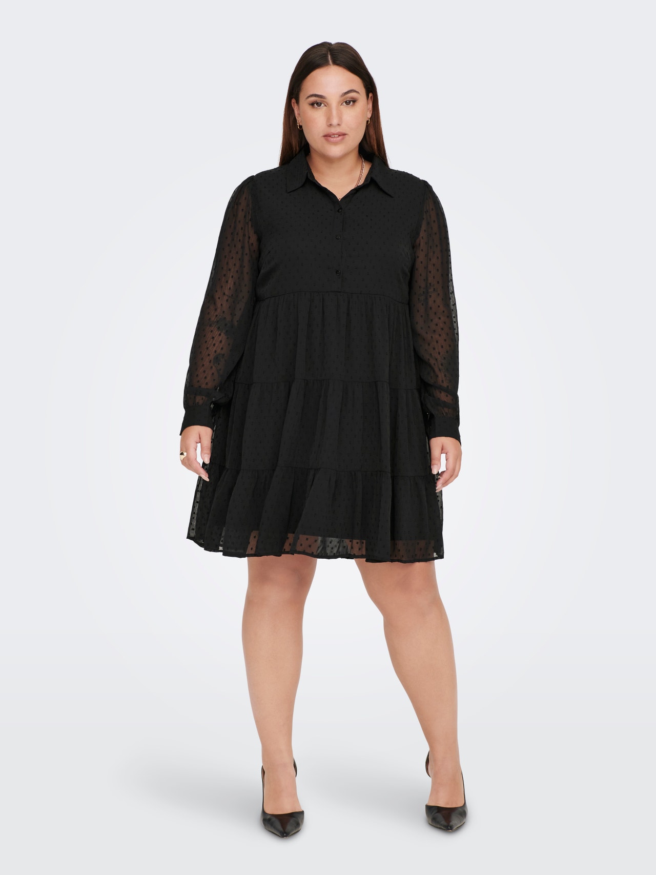 ONLY Curvy meshdetaljeret kjole -Black - 15289249