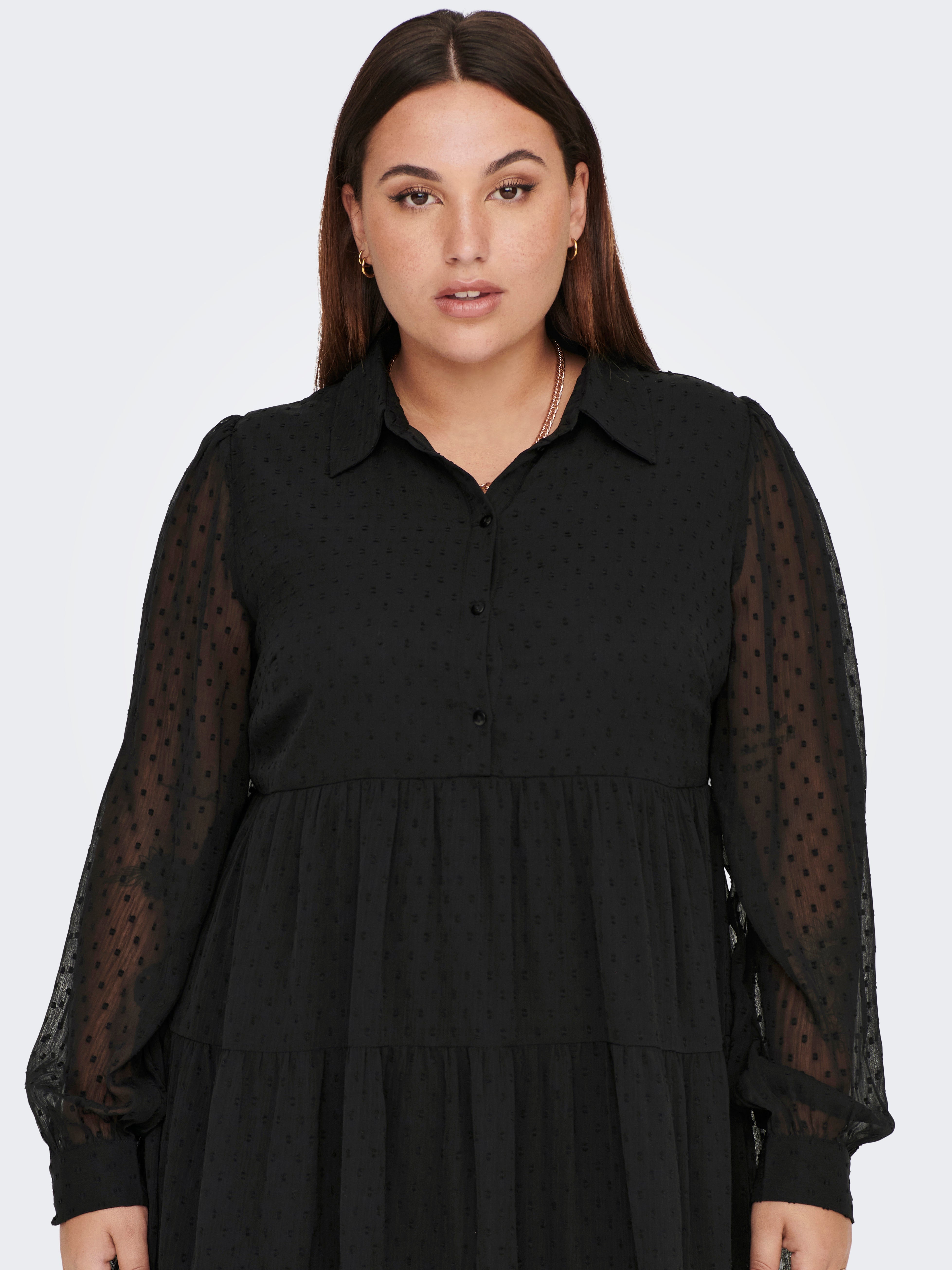 Curvy col montant Robe manches longues Noir ONLY