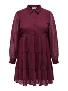 ONLY Curvy mesh detail dress -Windsor Wine - 15289249