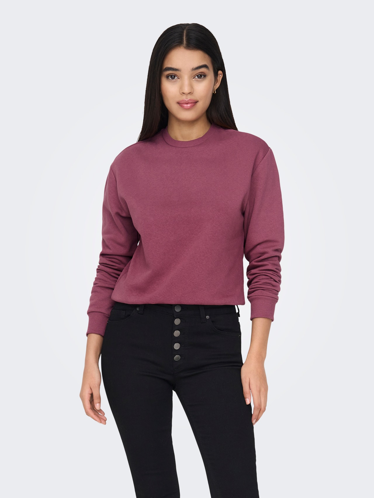 ONLY Sweat-shirts Regular Fit Col rond -Crushed Berry - 15289279