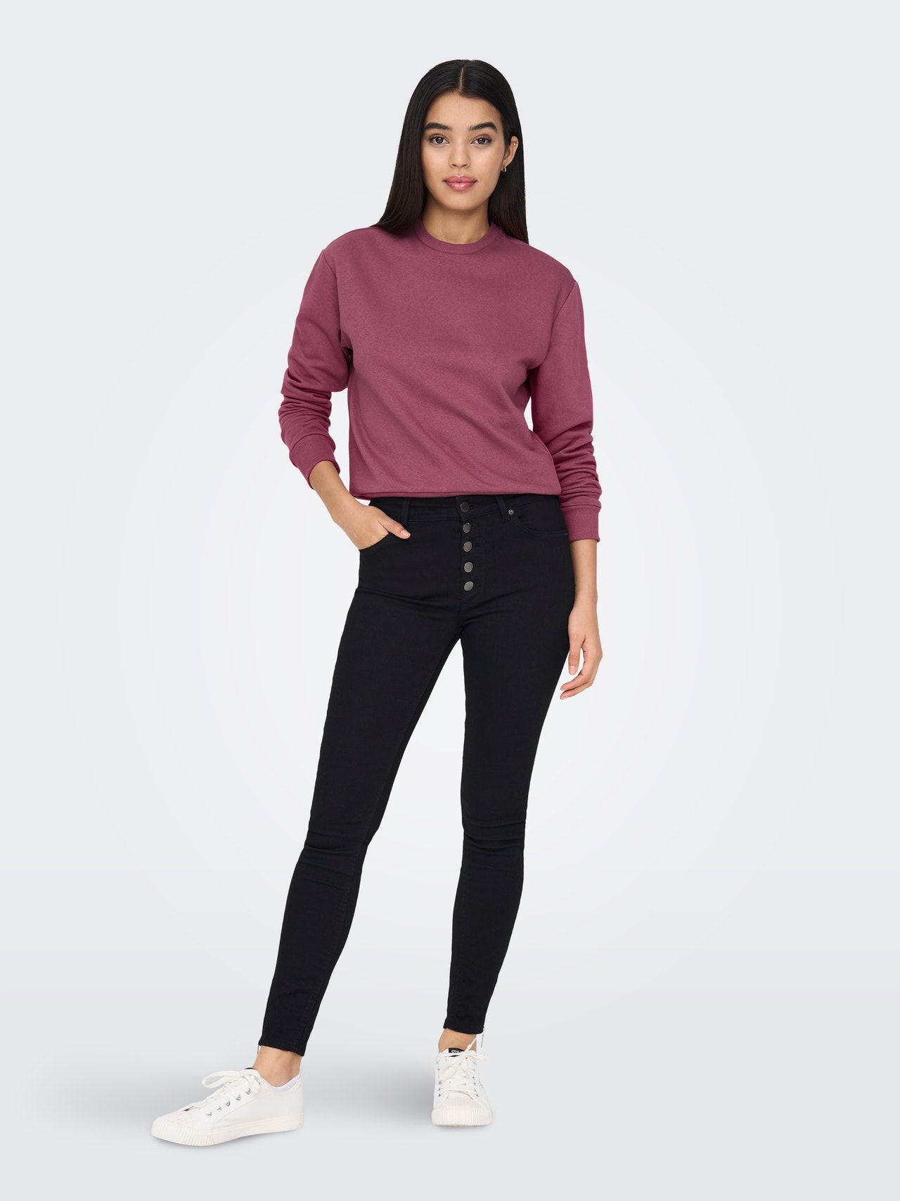 ONLY Regular Fit O-Neck Sweatshirt -Crushed Berry - 15289279