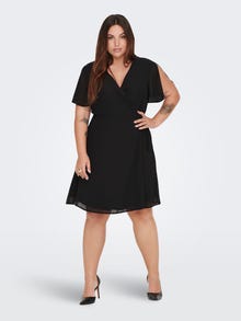 ONLY Normal geschnitten V-Ausschnitt Kurzes Kleid -Black - 15289282
