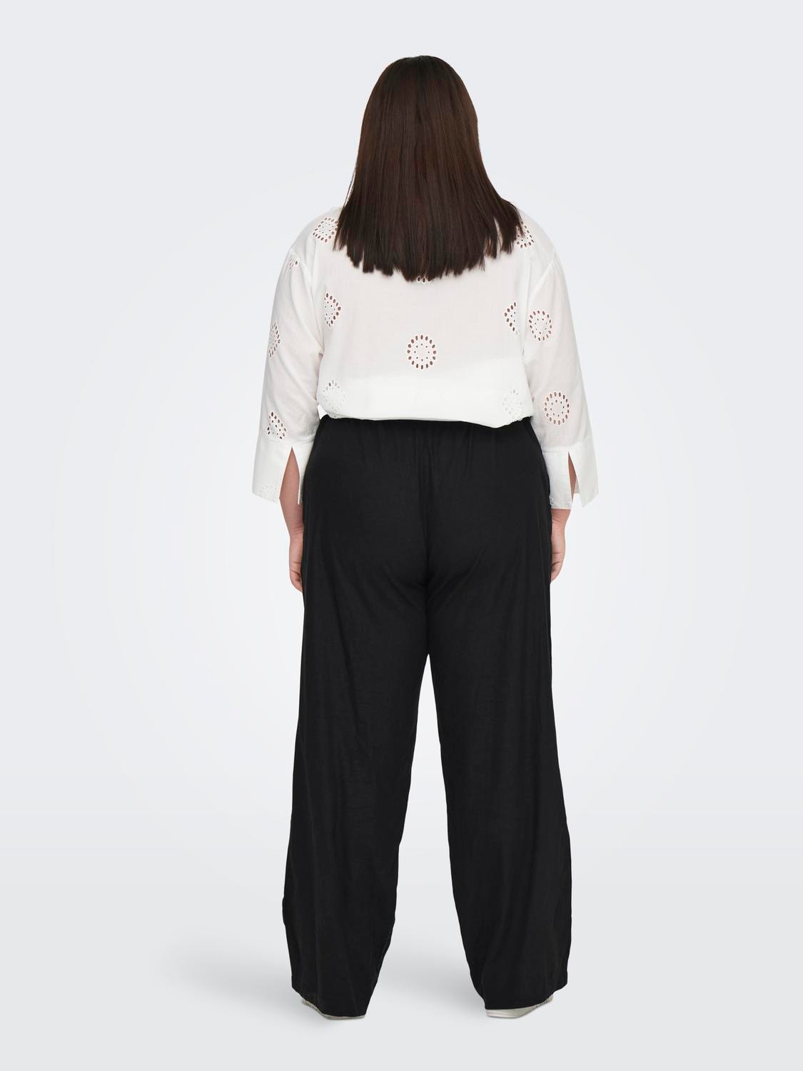 ONLY Curvy linen trousers -Black - 15289359