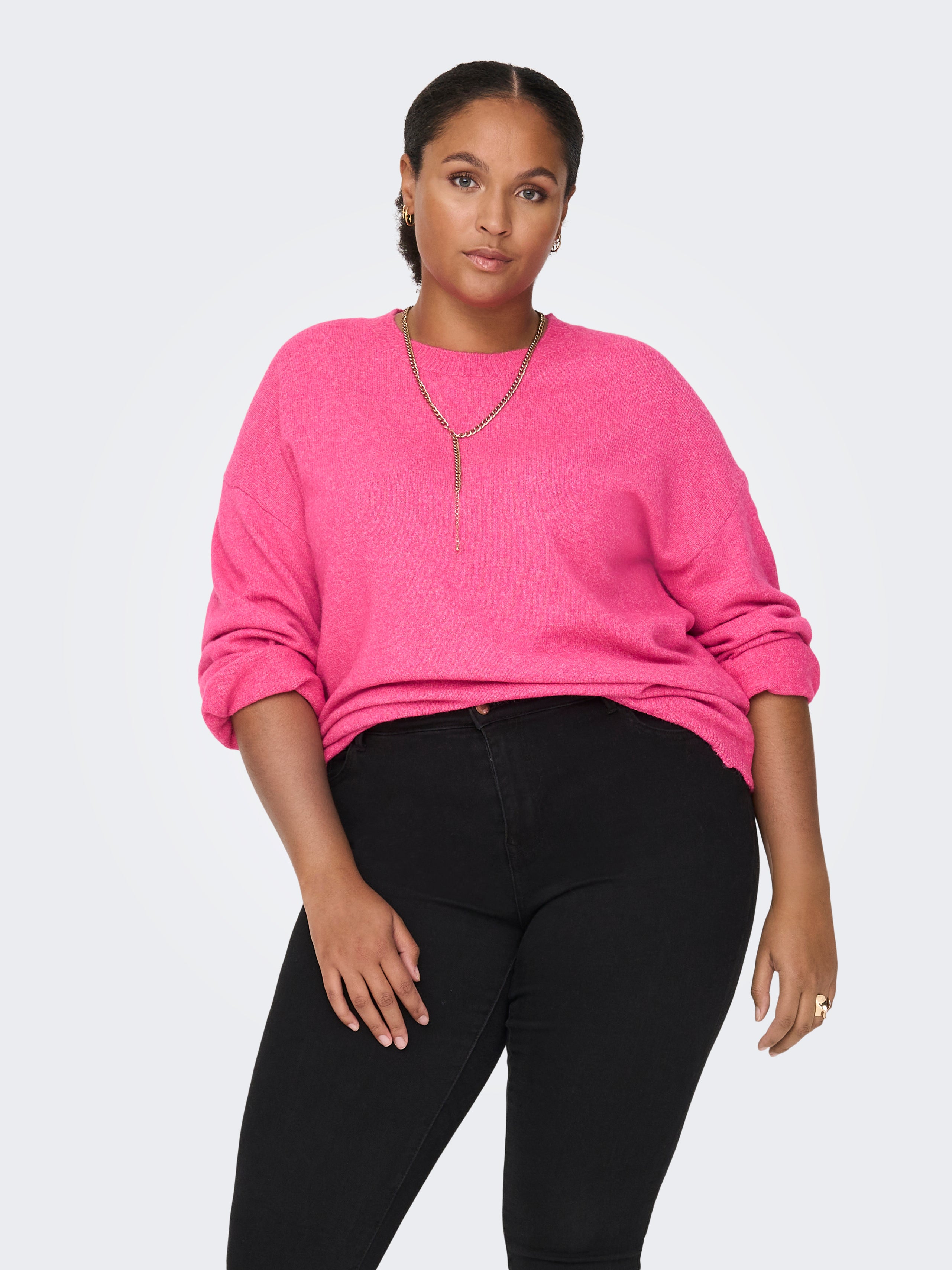 Curvy Solid colored Knitted Pullover 