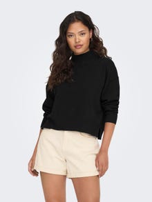 ONLY High neck Dropped shoulders Pullover -Black - 15289380