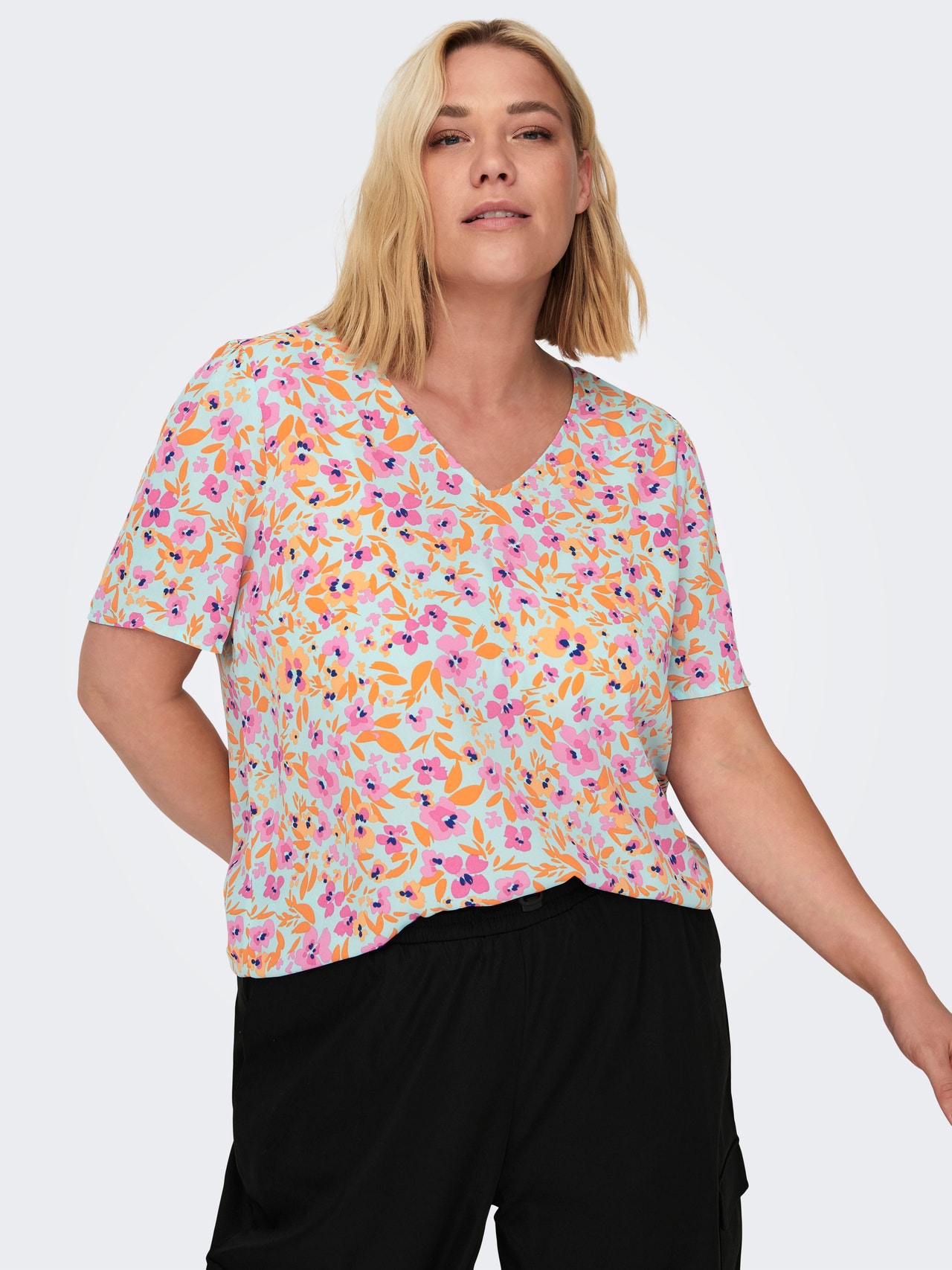 ONLY Curvy printed top -Plume - 15289441
