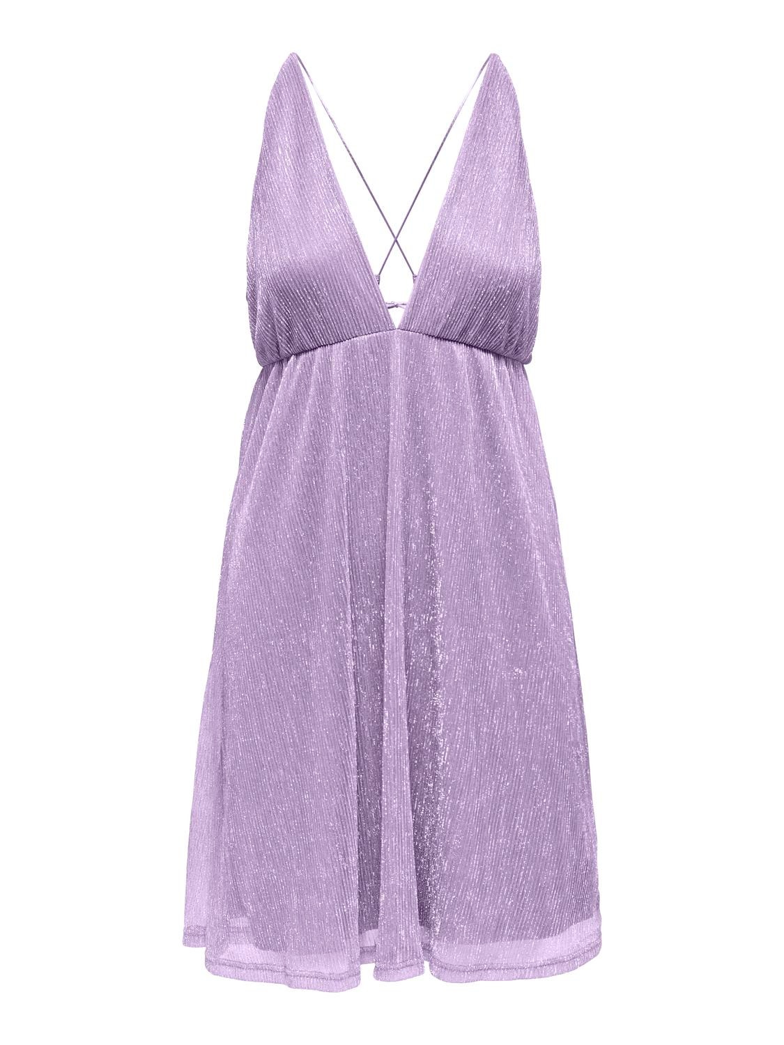 ONLY Mini V-Neck Dress With Glitter -Purple Rose - 15289490