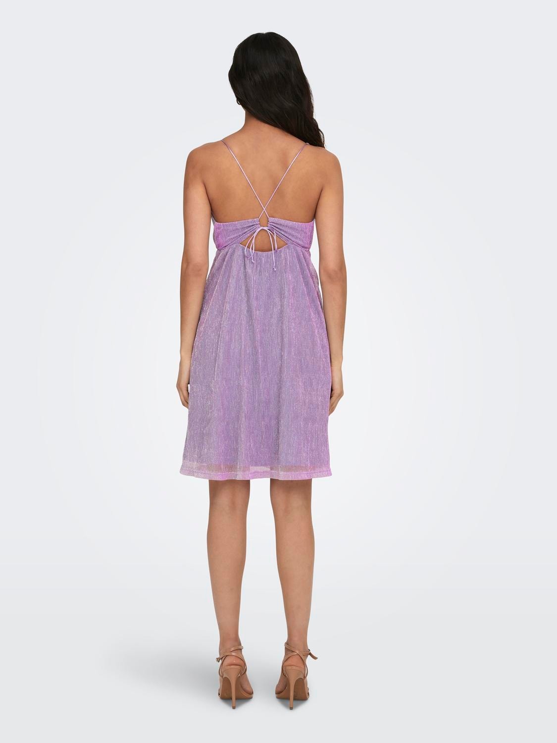ONLY Mini V-Neck Dress With Glitter -Purple Rose - 15289490