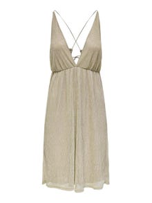 ONLY Mini V-Neck Dress With Glitter -Brown Rice - 15289490