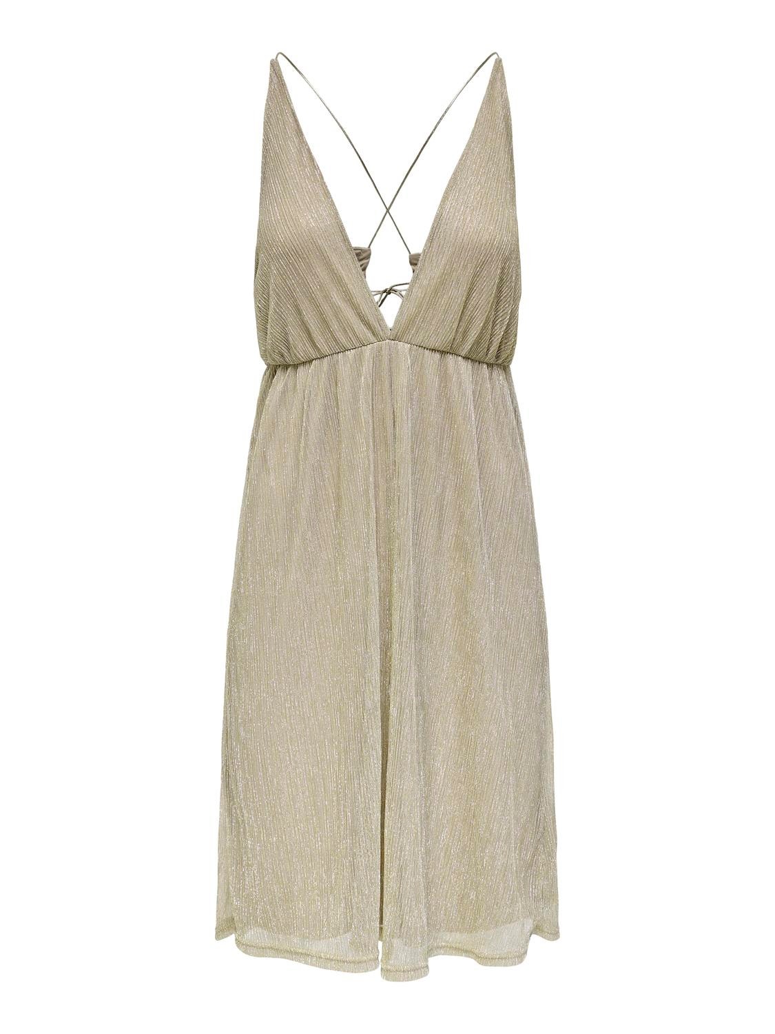 ONLY Regular Fit V-hals Smale stropper Kort kjole -Brown Rice - 15289490