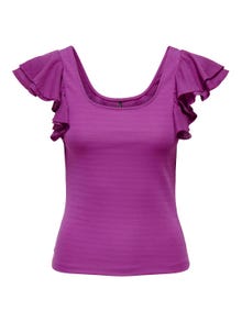 ONLY U-neck with frill detail -Purple Wine - 15289547