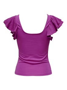 ONLY U-neck with frill detail -Purple Wine - 15289547