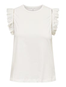 ONLY Top With Ruffle Sleeves -Cloud Dancer - 15289579