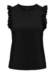 ONLY Top With Ruffle Sleeves -Black - 15289579