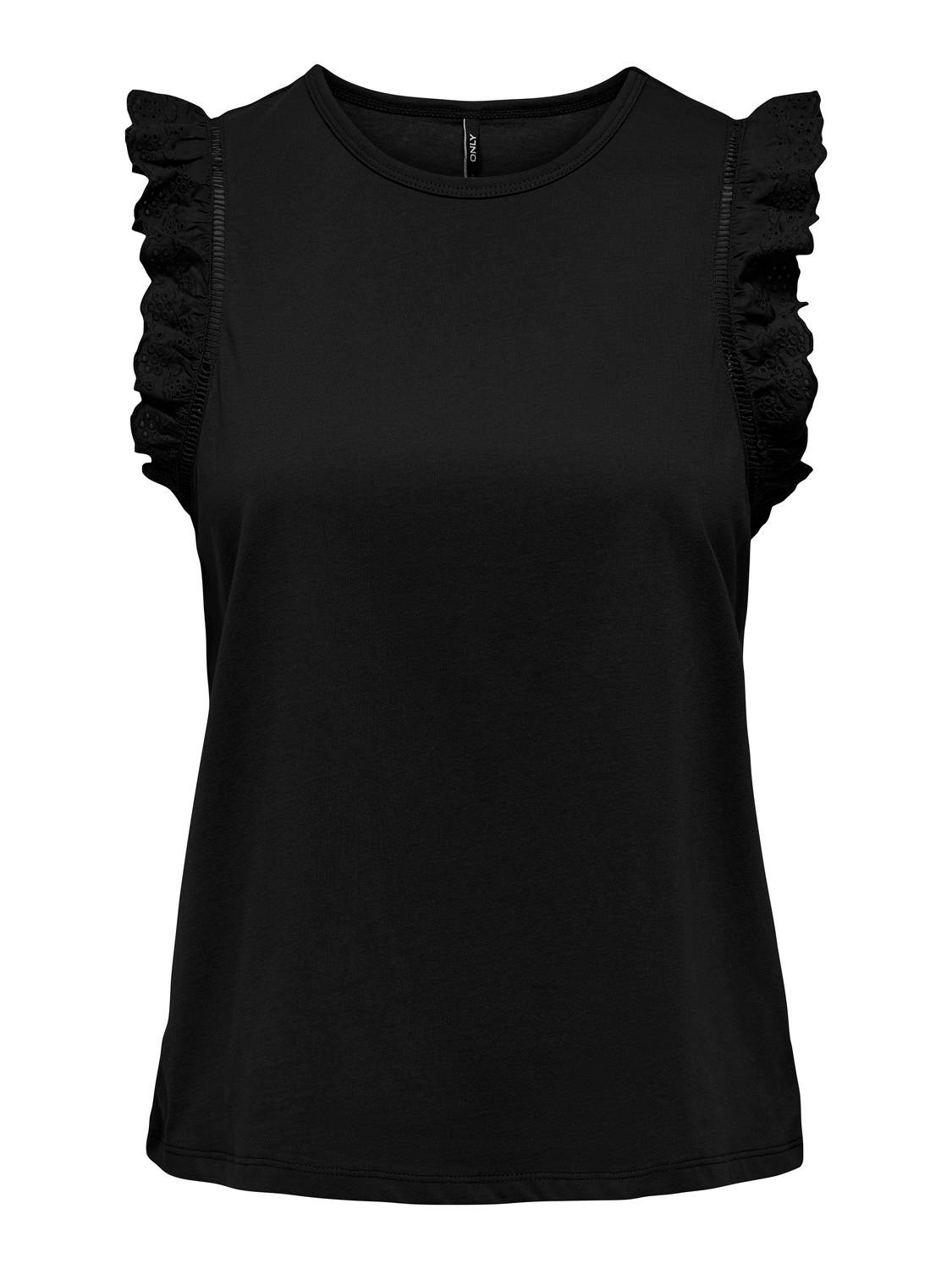 ONLY Top With Ruffle Sleeves -Black - 15289579
