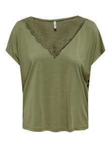 ONLY Top Regular Fit Scollo a V -Martini Olive - 15289596