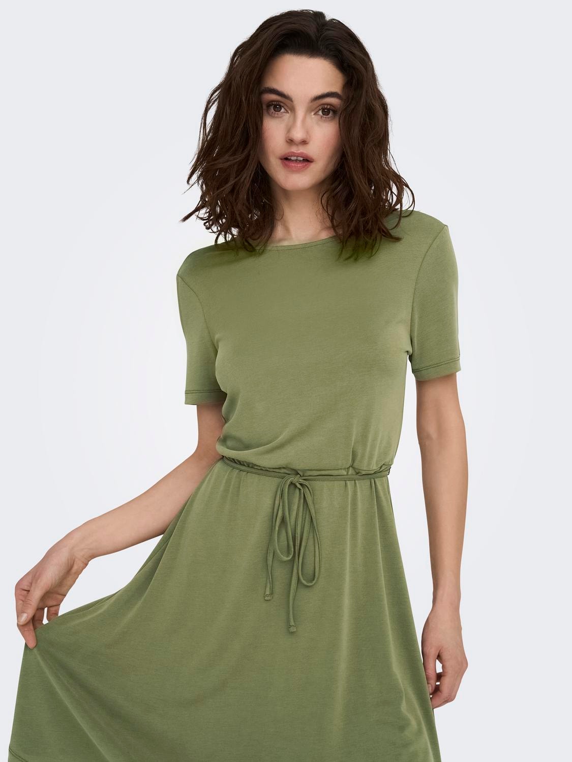 ONLY Regular Fit Round Neck Short dress -Martini Olive - 15289597