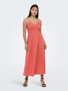 ONLY V-Hals Midi Smock kjole -Georgia Peach - 15289656