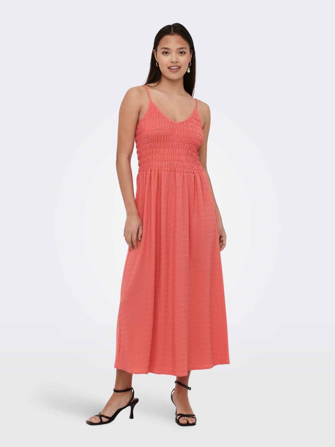 ONLY Regular Fit V-Neck Midi dress -Georgia Peach - 15289656