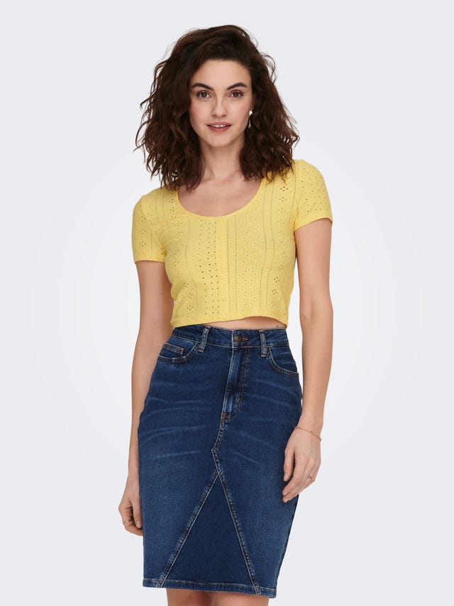 ONLY Cropped o-hals top - 15289685