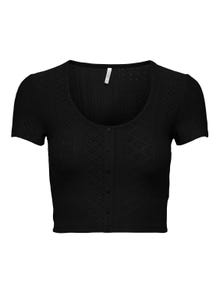 ONLY Cropped o-neck top -Black - 15289685
