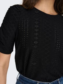 ONLY O-neck top with puff sleeves -Black - 15289686