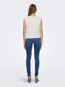 ONLY O-neck top with knot detail -Cloud Dancer - 15289712