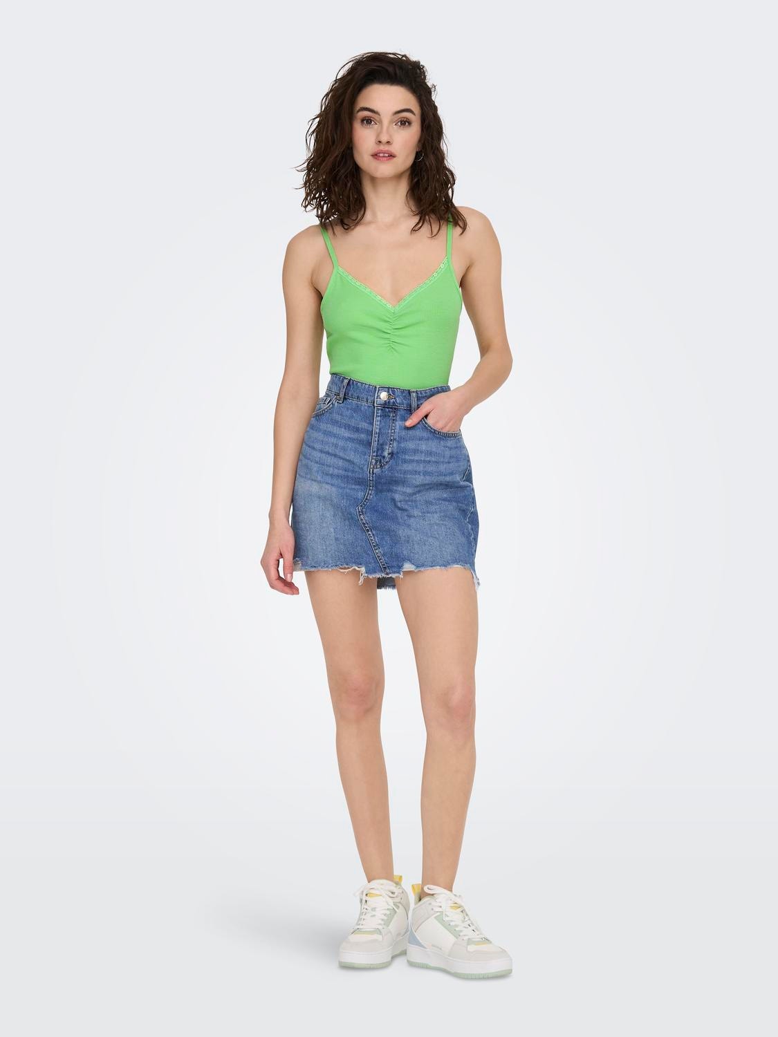 ONLY Singlet Top With Lace Edge -Summer Green - 15289730