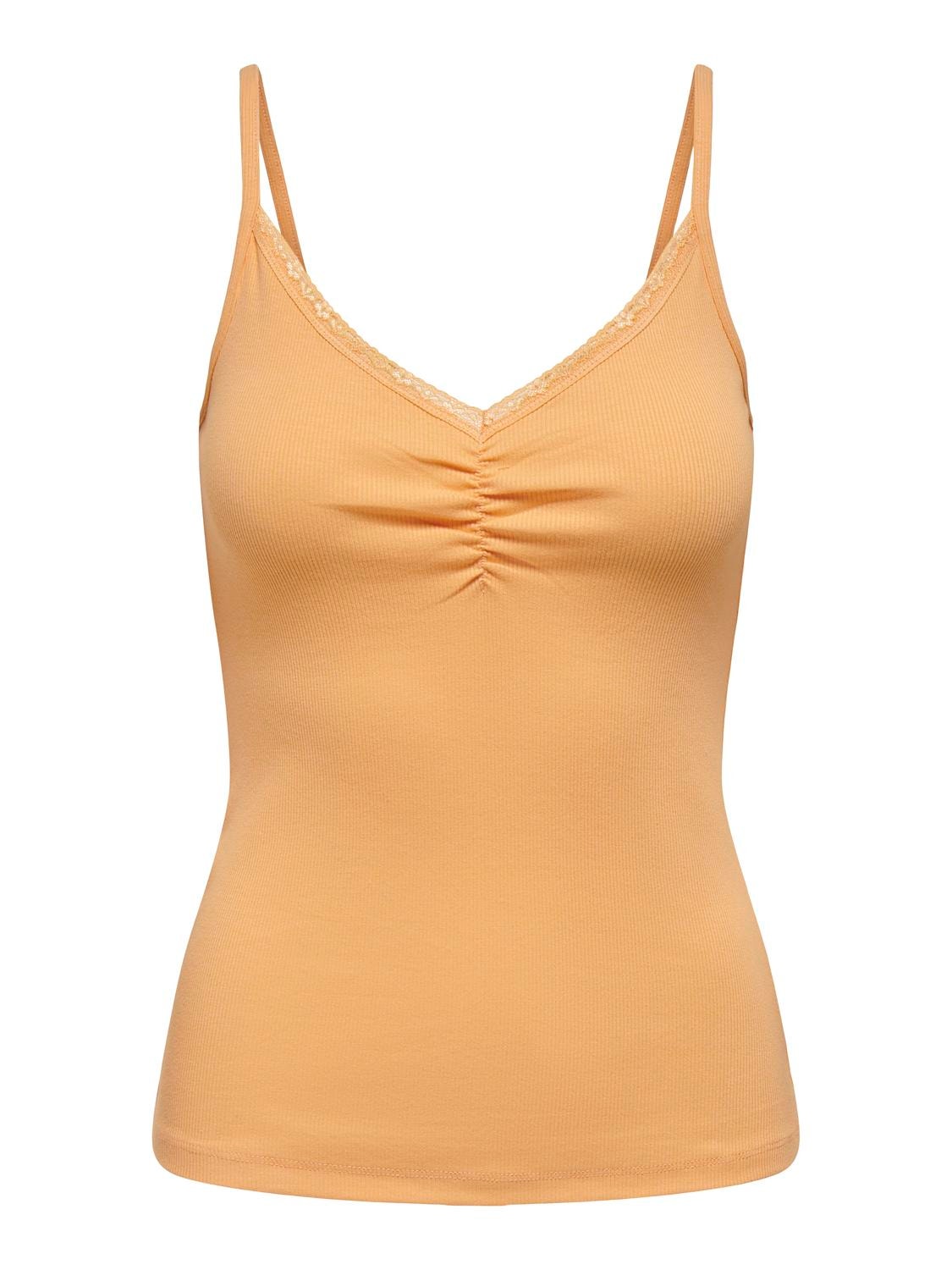 ONLY Singlet Top With Lace Edge -Orange Chiffon - 15289730