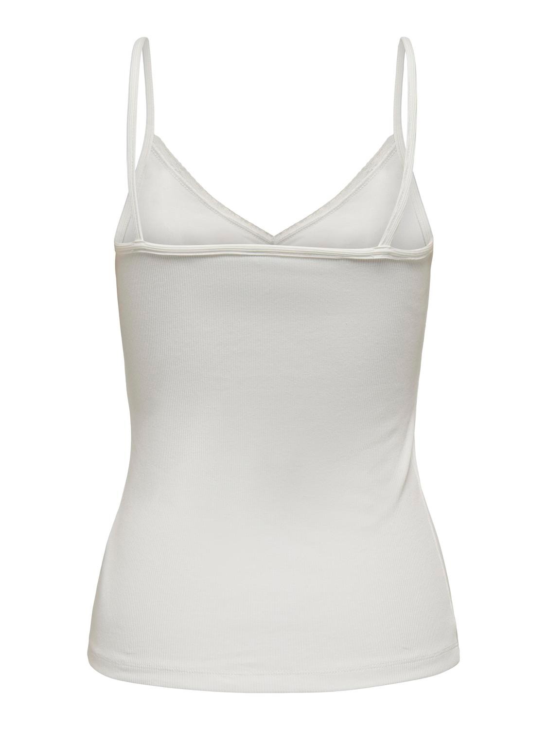 ONLY Singlet Top With Lace Edge -Cloud Dancer - 15289730
