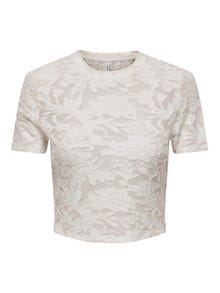 ONLY Cropped Patterned T-shirt -Cloud Dancer - 15289737