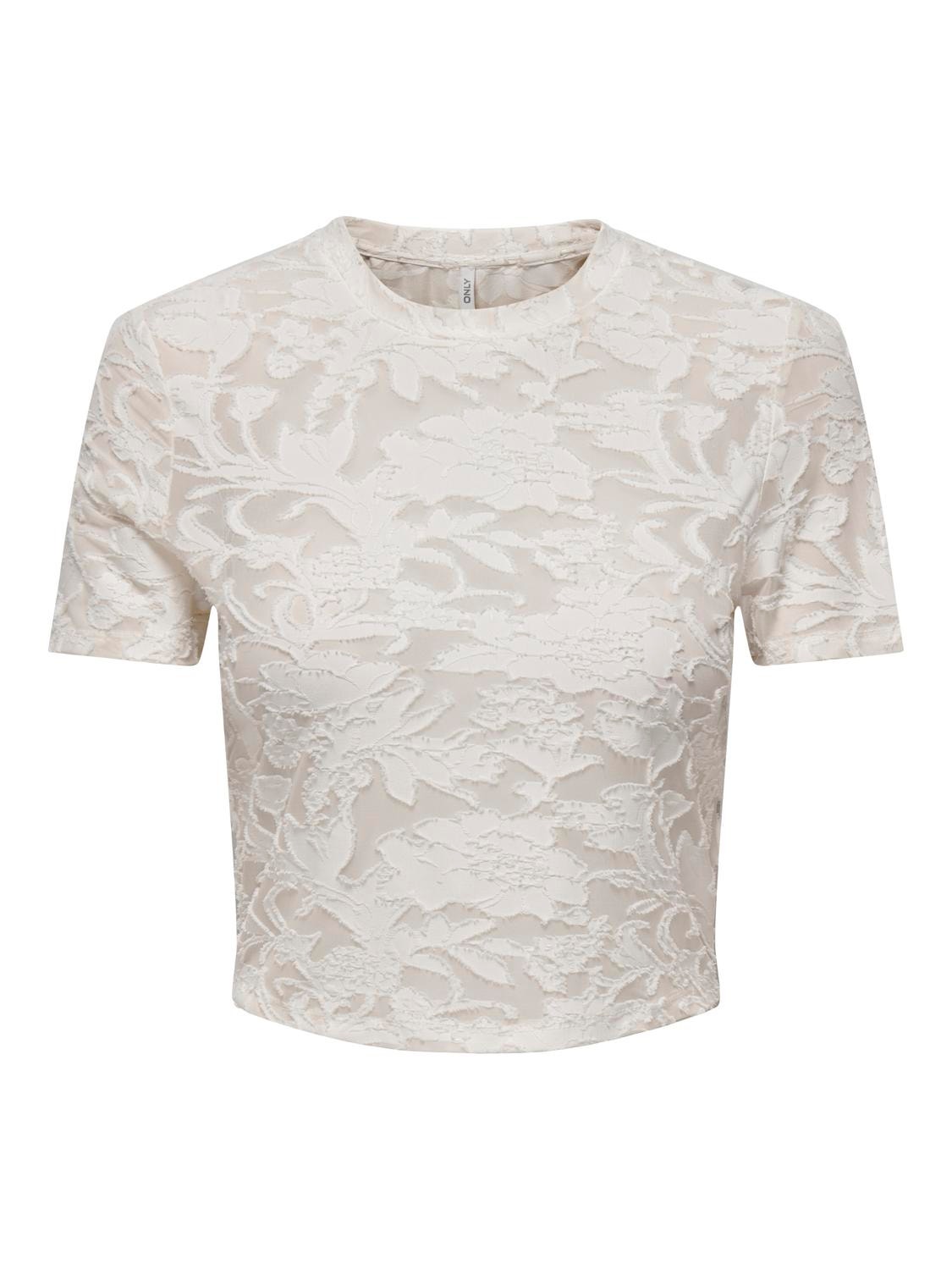 ONLY Cropped Patterned T-shirt -Cloud Dancer - 15289737