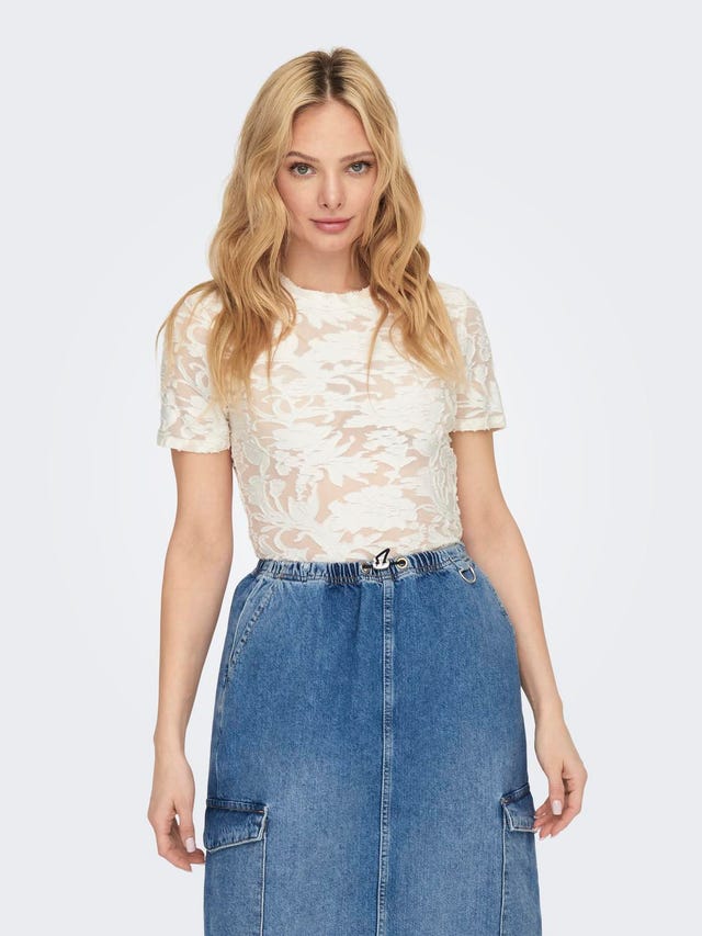 ONLY Cropped Patterned T-shirt - 15289737