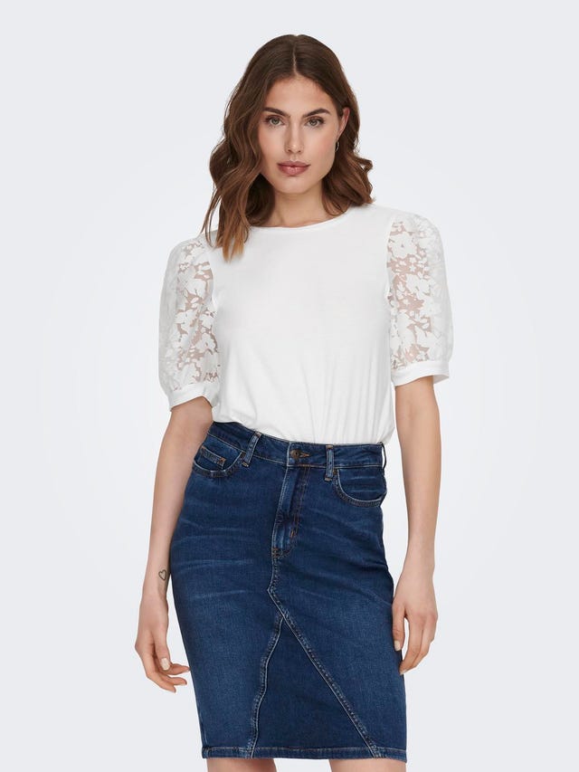 ONLY Volumen Top With Lace Sleeves - 15289836