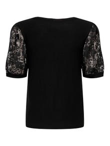 ONLY Volumen Top With Lace Sleeves -Black - 15289836