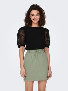 ONLY Volumen Top With Lace Sleeves -Black - 15289836
