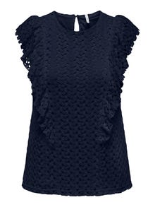 ONLY Frill detailed o-neck top -Evening Blue - 15289840