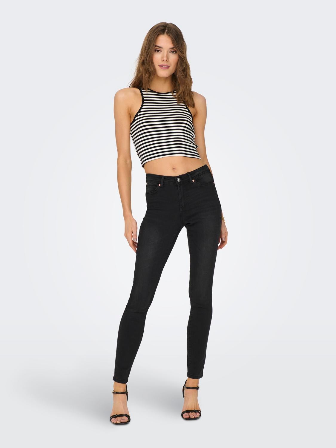 ONLY Tops Cropped Fit Col rond -Black - 15289846