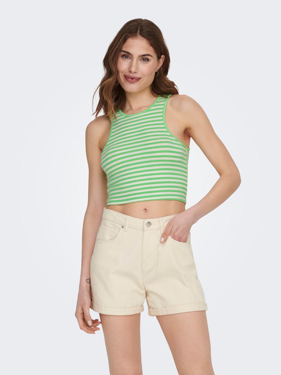 ONLY Cropped fit O-hals Top -Summer Green - 15289846