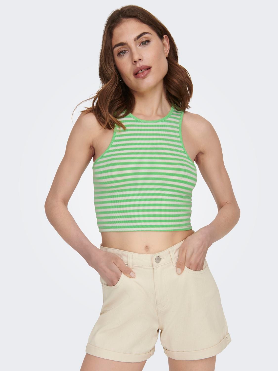 ONLY Cropped Fit Round Neck Top -Summer Green - 15289846
