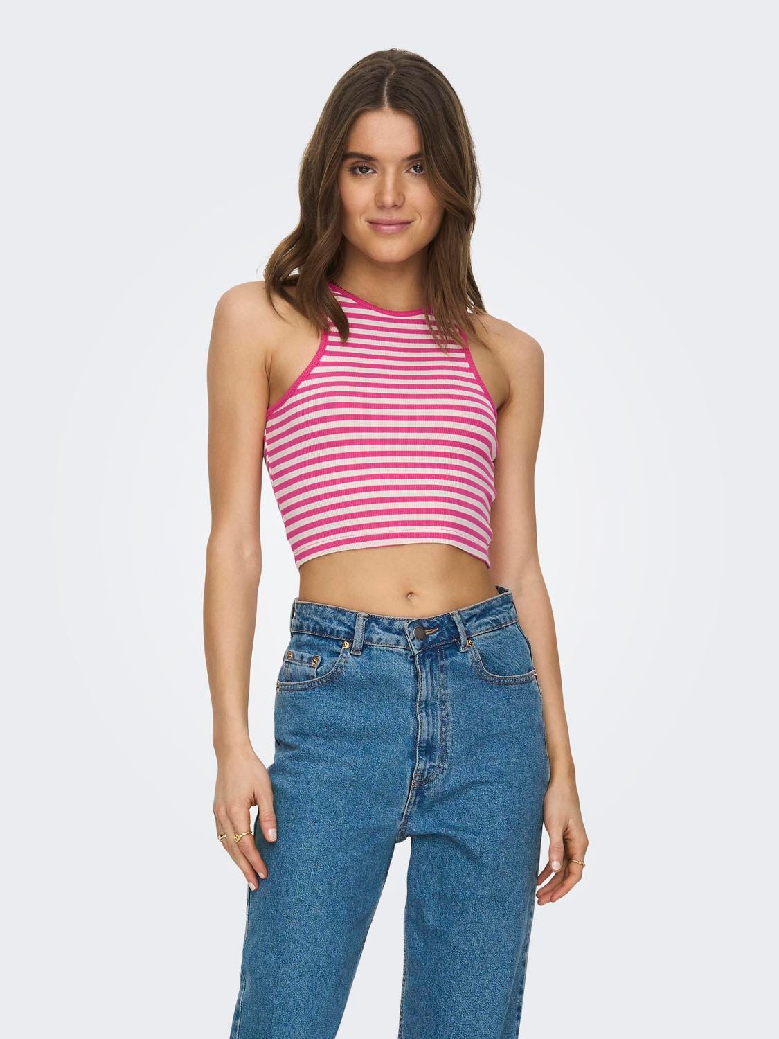 ONLY Cropped fit O-hals Top -Fuchsia Purple - 15289846