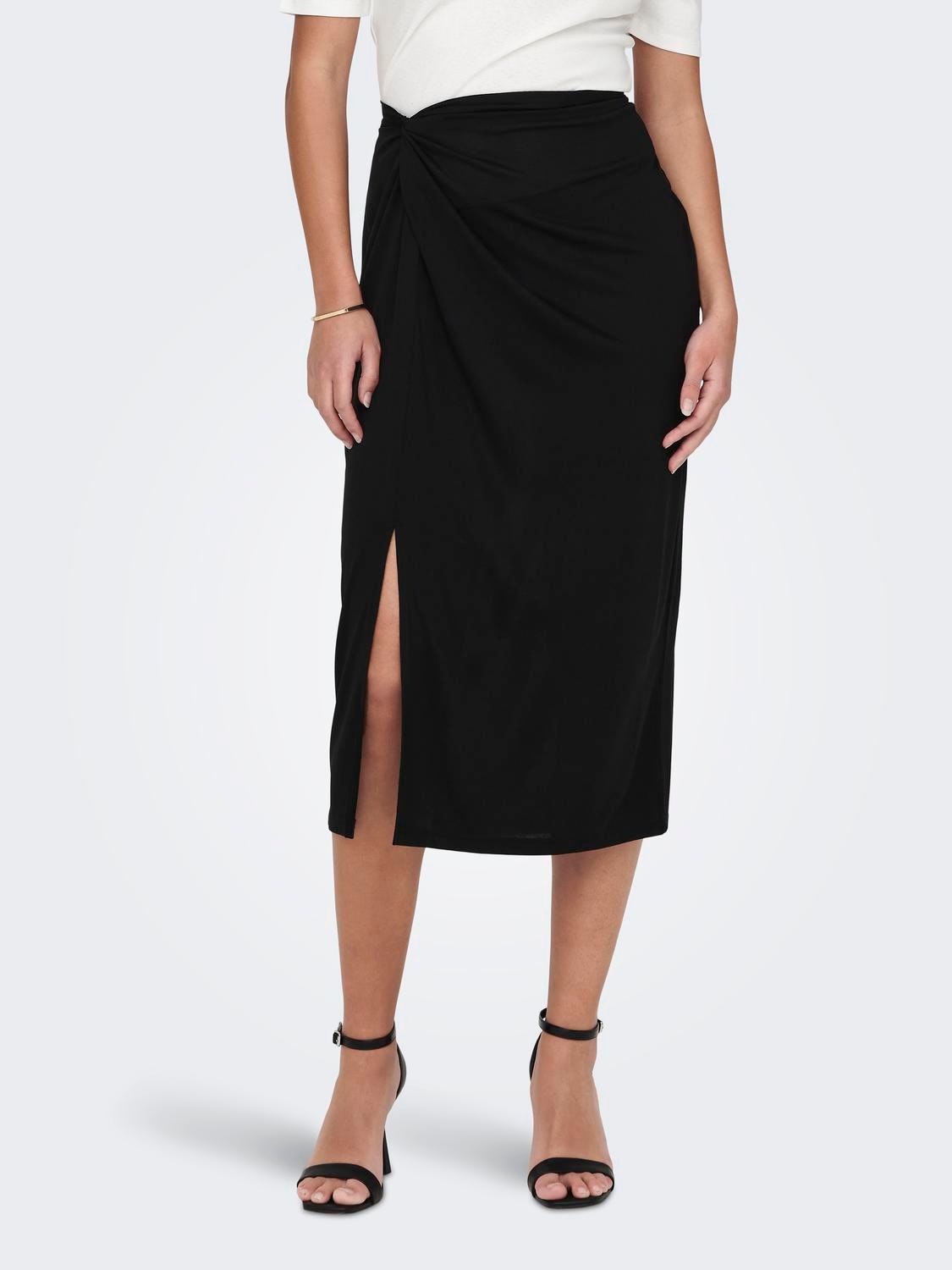 ONLY Midi Skirt With Slit -Black - 15289883