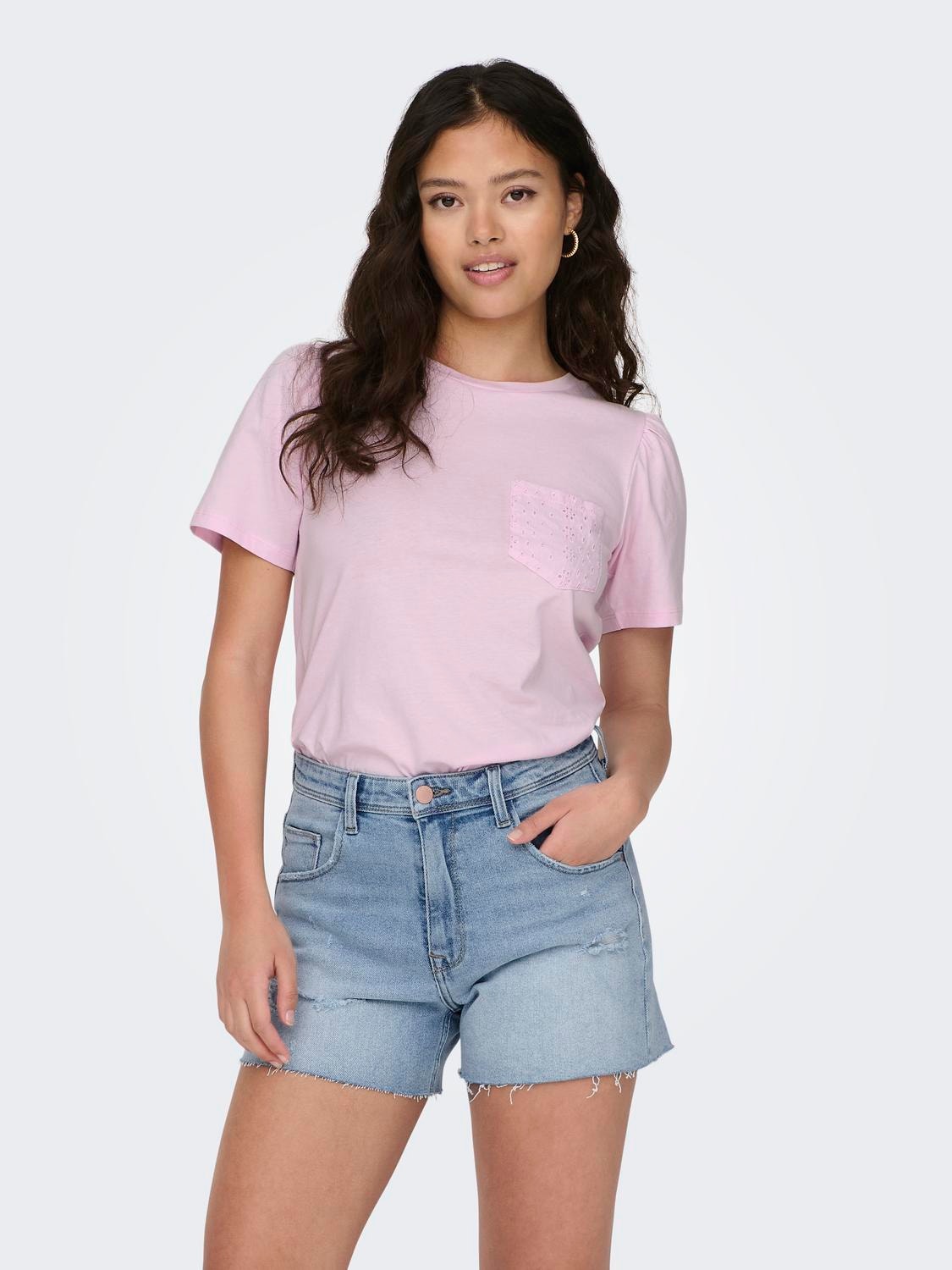 ONLY Tops Regular Fit Col rond -Pink Tulle - 15289895