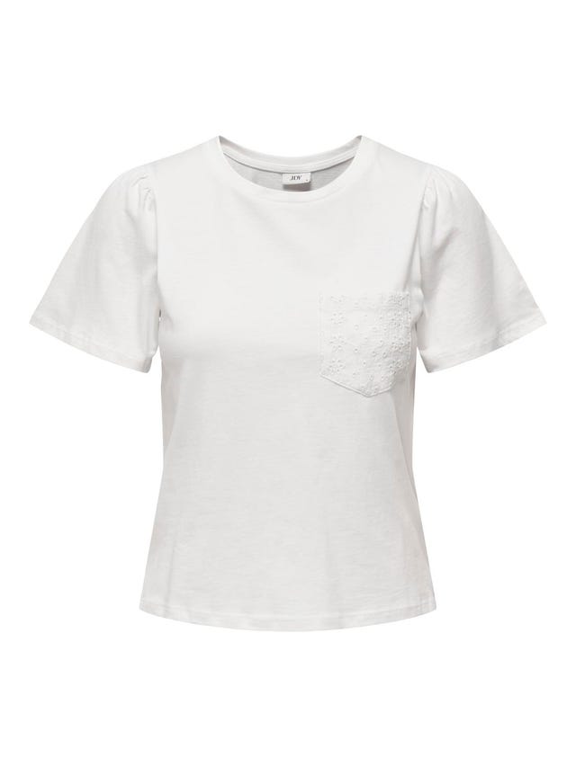 ONLY O-hals top med anglaise brystlomme - 15289895