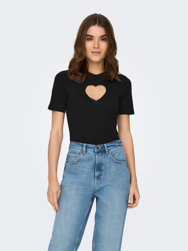 ONLY Top With Heart Cut Out - 15289918