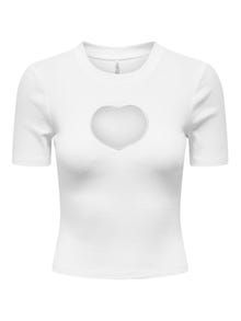 ONLY Top With Heart Cut Out -Cloud Dancer - 15289918