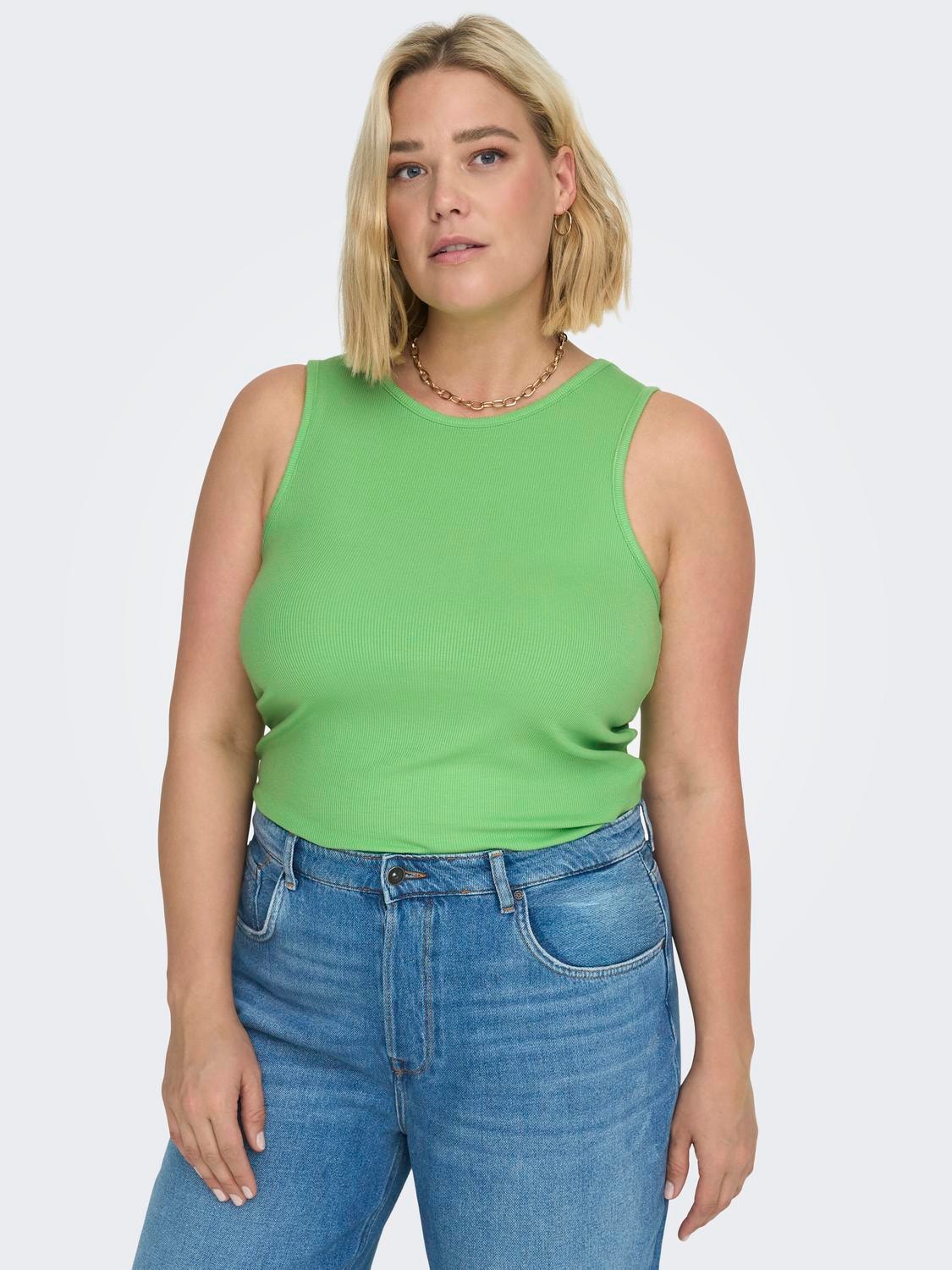 ONLY Cropped Fit O-hals Curve Topp -Summer Green - 15290089