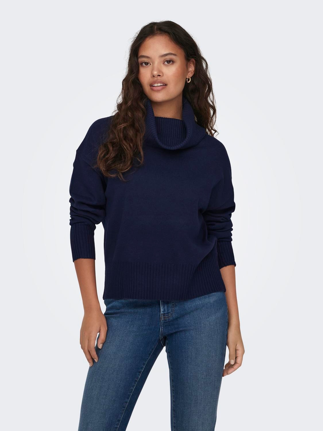 ONLY Cowl neck Dropped shoulders Pullover -Sky Captain - 15290146
