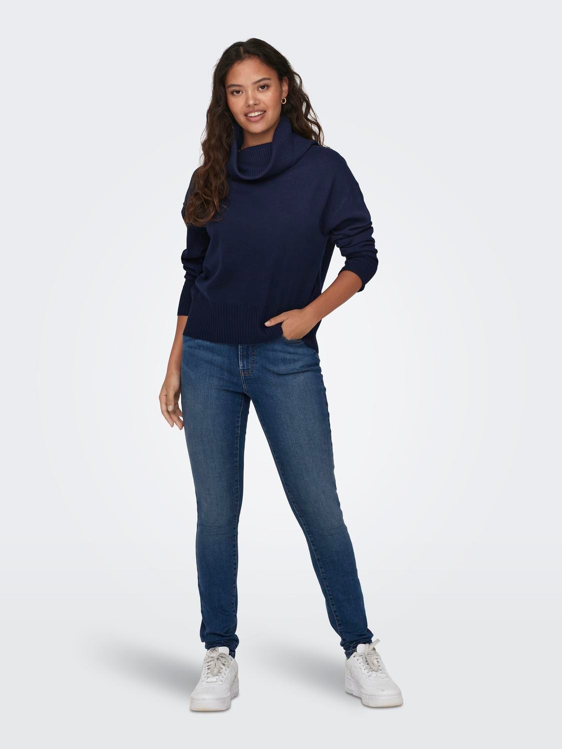 Cowl Neck Dropped Shoulders Pullover Dark Blue ONLY®, 55% OFF