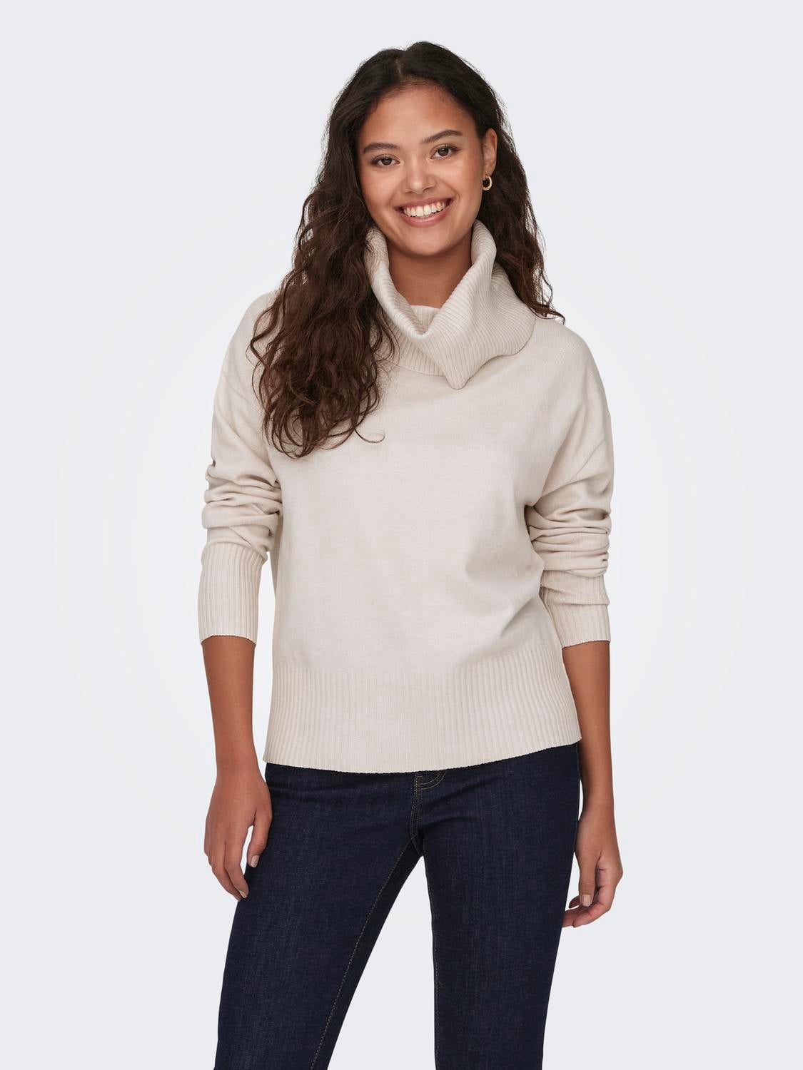 Off the shoulder cowl neck online sweater